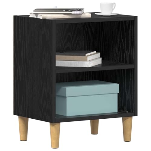 Table d'appoint pour chambre à coucher au look chaleureux aspect chêne et noir - 4