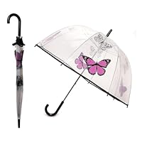 A2Z Ladies Clear Bubble Umbrella Transparent Dome Canopy Ultra Waterproof Wind Resist Soft Handle Hearts Butterfly Animal Sauage Dog Leopard Classic Umbrellas Heavy Rainfall Streets Walking Brolly