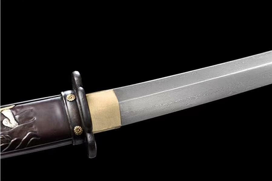 Zhmyyxgs Handmade Carved Japanese Tanto Dagger Sword Samurai Katana Sharp Folded Steel