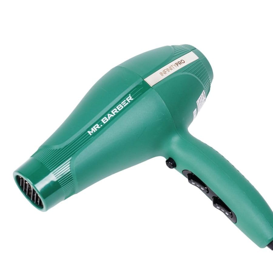 MR. BARBER 2400 Watts Infinity Pro Hair Dryer Ionic Ceramic Technology With 3-Heat Settings & 2-Speed Settings For Professional Styling (Green)