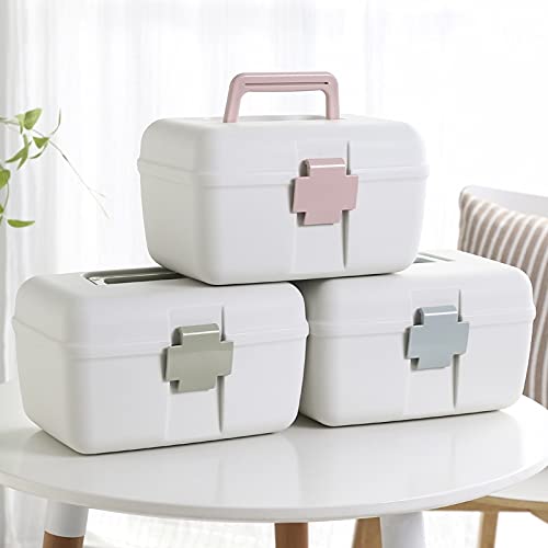 botiquín de primeros auxilios， Botiquín de primeros auxilios, caja de almacenamiento de plástico, caja de medicinas, organizador multiusos con bandeja extraíble, botiquines de primeros auxilios(Green)