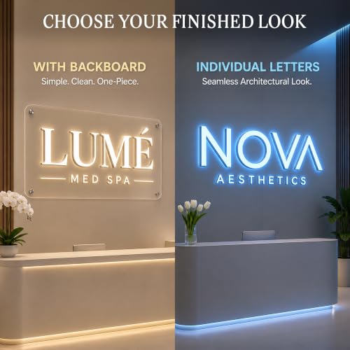 Image of Custom Business Logo Sign, 3D Dual-Lit LED Wall Sign for Reception