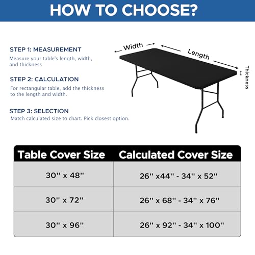 Fitted Tablecloth for 6 Foot Rectangle Tables-6 Pack Black Elastic Outdoor Picnic Table Cover-Spandex Stretch Folding Table Cloths 6 ft for Camping Dining Room Patio Kitchen Banquet Party - Image 8