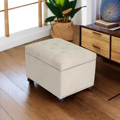 Image of Joveco 24 inch Ottoman with Storage,Fabric Tufted Storage Ottoman with Legs