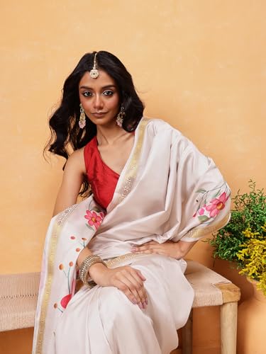 Image of Amazon Brand - Anarva Pattu Art Silk Woven Ready To Wear Saree Pink