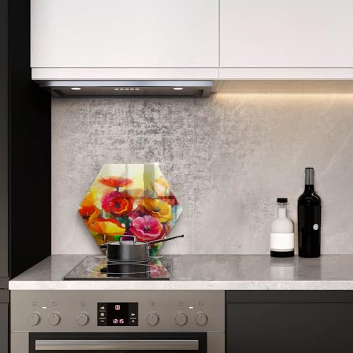 Planche à découper induction 40cm Wallfluent hexagone motif fleurs