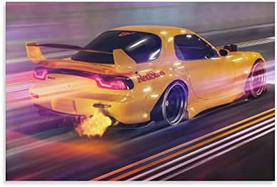 BISUE JDM Rx7 Car Poster Super Drag Racing Cool Aesthetic Canvas Art Poster and Wall Art Picture Print Modern Family Bedroom Decor Posters 12x18inch(30x45cm)