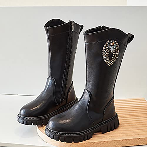 Toddler Girls Boots Little Kid Shoes Knee Boots Booties for Babies (Black, 2 Big Kids)2