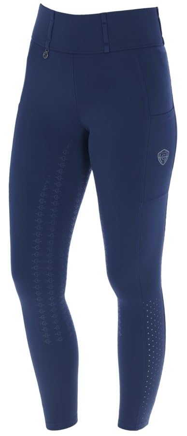 Legging d'équitation de compression enfant bleu marine Covalliero anti-glisse