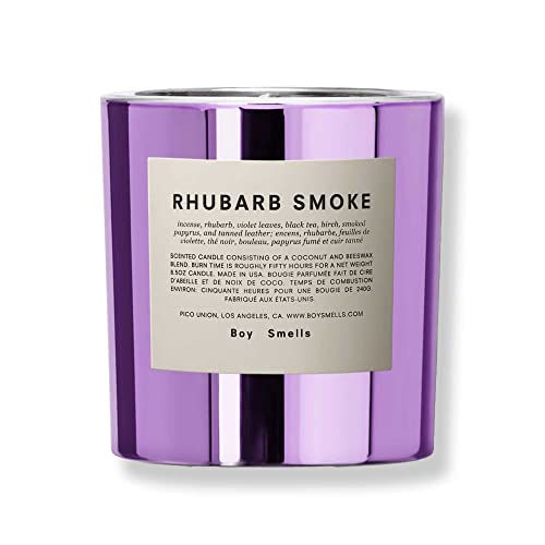 Rhubarb Smoke Boy Smells Candle | 50 Hour Long Burn | Coconut & Beeswax Blend | Luxury Scented Candles For Home (8.5 Oz) #TOP8