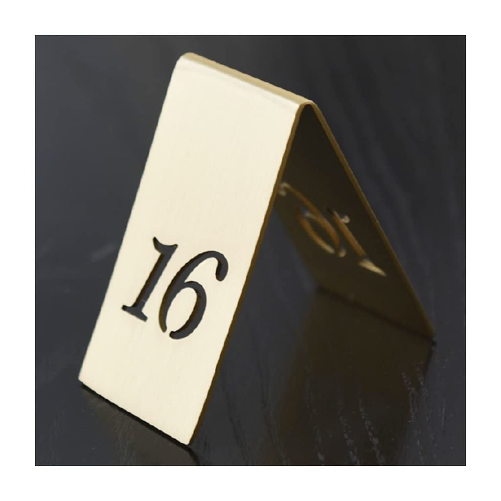 Números de mesa de pie Placas de letreros de escritorio Lados dobles huecos 6,5 cm × 6,5 cm × 4 cm, for restaurante Café Bar Marcador de mesa de latón Tarjeta de asiento reservado (Color : 16)