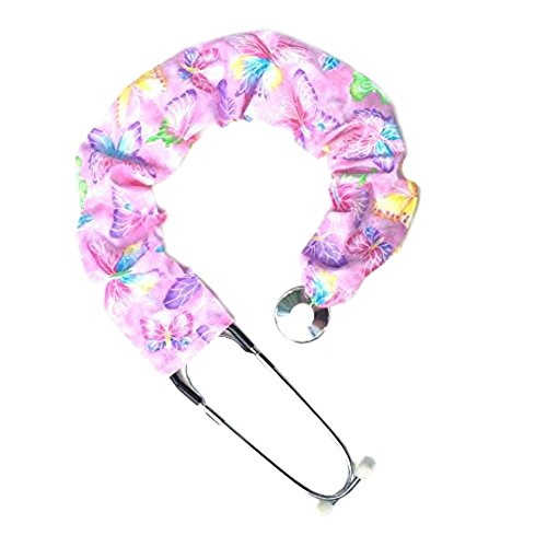 Stethoscope Covers Handmade Variety Patterns 1005 Cotton (Pink Pastel Glitter Butterflys)