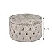 Homebeez 28 Inch Round Velvet Storage Ottoman, Button Tufted Footrest Stool Bench Coffee Table for Living Room (Beige)