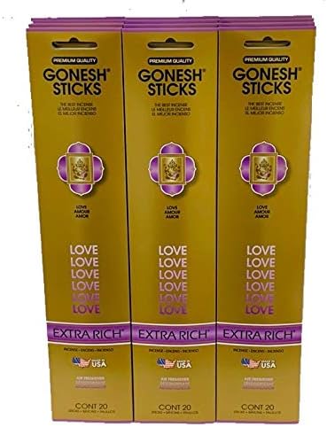 Gonesh Incense Sticks Extra Rich Collection: Love 12 Pack (20 Sticks/Pack)