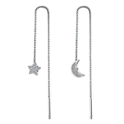 Sterling Silver Threader Tassel Earrings Star Drop Dangle Long Charm Earrings A Pair