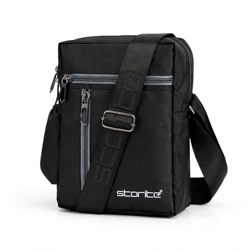 Image of Storite 10 Inch Stylish Padded Mini Sling Crossbody Bag for Men and Women, Small Passport Travel Sling Bag With Water Bottle Pocket