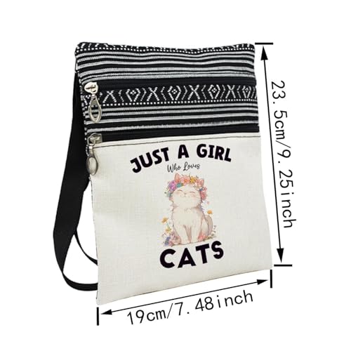 Just Love Cats Messenger Bag Small Ethnic Pattern Printed Adjustable Strap Crossbody Zipper Bag Kitty Kitten Phone Bag Wallet Cute Shoulder Handbag for Cat Lovers Cat Mom Women2