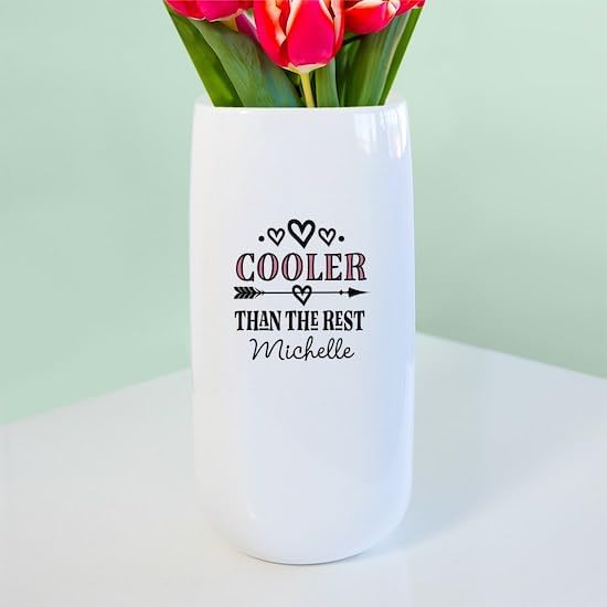 CafePress Custom Personalized Cute Girls Cooler Than Rest 10" Printed Porcelain Vase for Home Décor