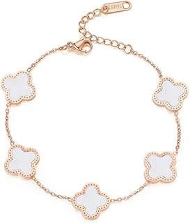 Four-Leaf Clover Five-Flower Bracelet Female Clover Peacock White Fritillary 18k Rose Gold Bracelet Fashion White Clover