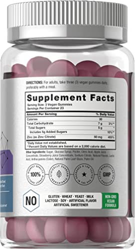 Zinc 50Mg Gummies | 70 Count | Natural Mixed Berry Flavor | Vegan, Non-Gmo And Gluten Free Formula | Zinc Citrate Dietary Supplement | By Horbaach #TOP1