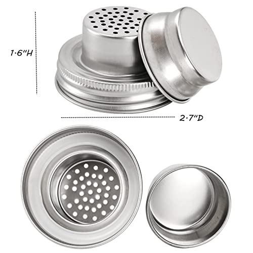 Lyellfe Stainless Steel Shaker Lids for Mason Jars Regular Mouth | Silicone Seal Lid | 8 Pack Spice Shaker Lids | Perfec