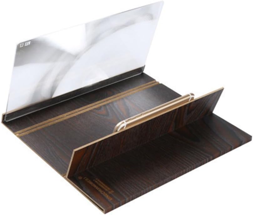 STOBOK Phone Screen Magnifier Visual Foldable Holder Stand for Smartphones Coffee Wood Grain Design Relieves Eye Fatigue