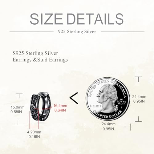 Celtic Knot Hoop Earrings 925 Sterling Silver Men Hoop Earrings Small Vintage Irish Earrings for Men Women4