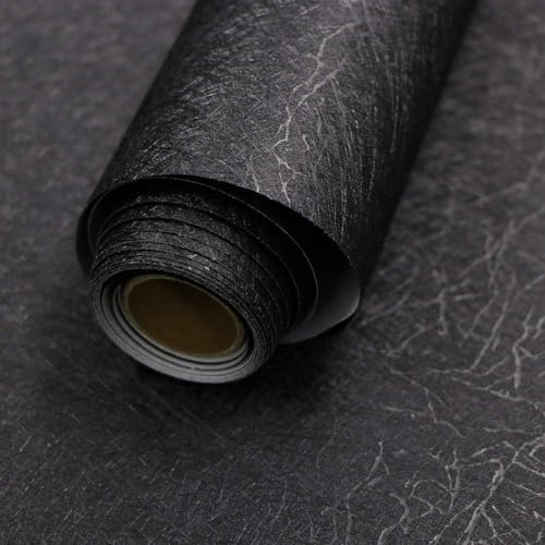 Image of Veki Luxury Floral & Botanical Geometric Wallpaper Mural - Waterproof, Moisture-Proof, Self-Adhesive PVC Wall Sticker for Home & Hotel Decoration (45cm x 300cm) (Black Embossed)