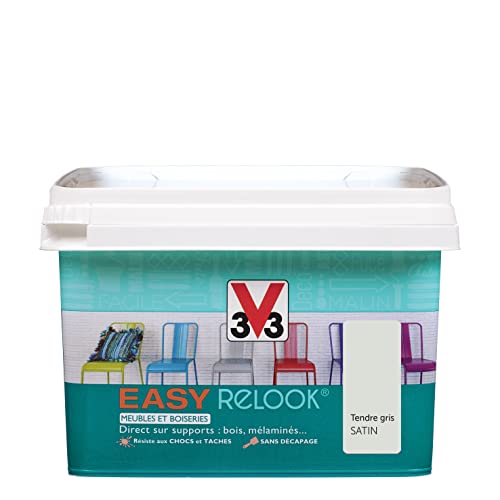 V33 Vernis intérieur Easy relook, Tendre gris satin 0,5L