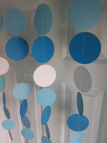 Birthday Party Decorations Baby Blue White Turquoise Blue Tissue Paper Pom Poms Snow Theme Party Decor Baby Boy First Birthday Decorations Circle Garland Whales Boy Baby Shower Decorations #TOP3