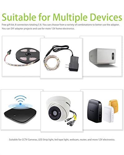 12V 2A Ac Adapter Charger Replacement With 8 Tips, Regulated 12 Volts 2000Ma Power Supply Cord For Led Strip Light, Cctv Camera, Bt Speaker, Gps, Webcam, Router, Dc12V Transformer (6Ft) #TOP5