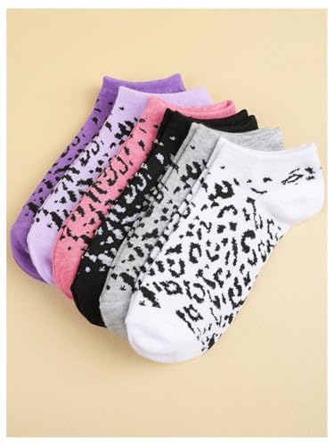 Image of WDIRARA Women's 6 Pairs Leopard Print Low Cut Socks No Show Socks