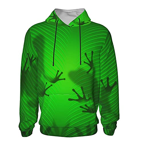 Boys Girls Casual Pullover Hoodies Tropical Frog Shadow On Leaf Youth Hooded Sweatshirts Tops Blouse With Pocket Black