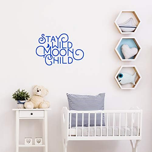 Vinyl Wall Artwork Decal – Keep Wild Moon Youngster – 15″ x 23″ – Fashionable Fashionable Enjoyable and Free Bed room Condominium Playroom Nursery Decor – Indoor Outside Residence Residing Room Family Quotes (15″ x 23″, Blue)