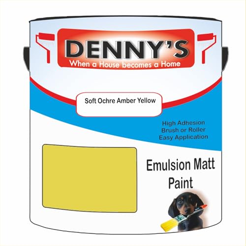 Premium Interior Wall & Ceiling Emulsion Paint – Soft Ochre Amber Yellow – Rich Matt Finish, Durable & Washable, Low Odour, Ideal for Living Rooms, Bedrooms & Hallways (250ML Tin)