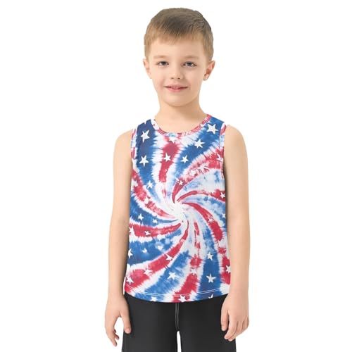 Boys' Tank Top Shirt Red Blue White Swirl Sleeveless T-Shirts2