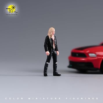 Face Painted Miniatures 1/64 Scale Headphone Girl Young Woman Jacket Boy Tough Guy Scene Props View Vehicle Decor (Painted, Leather Coat Man)