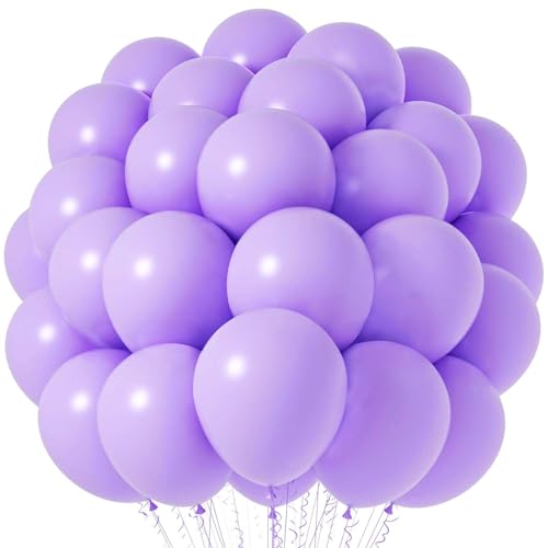 Image of Voircoloria Pastel Purple Balloons, 66pack 12inch Light Purple Latex Party Balloons for Birthday Baby Shower Graduation Wedding Gender Reveal Anniversary Party Decorations