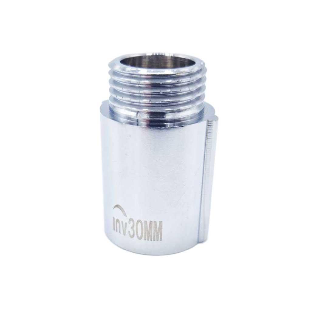 Invena Women's Chrome 1/2" Bsp (15Mm) Pipe Thread Extension X Male Brass - 30Mm Long