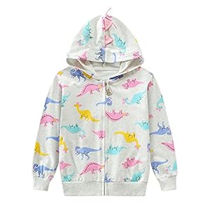 FEDPOP Girls Zip-Up Hoodie Sweatshirts Toddler Heart Jacket Spring Long Sleeve Hooded Shirts Pullover Tops Fall Outwear…