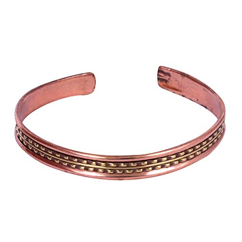 iCraftJewel Designer Copper Bracelet Tibetan Cuff Bracelet for Men and Women Without Magnet
