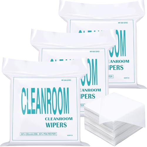 Outus 900 Pcs Cleanroom Wipes (9"x9", 56 Gsm) Lint Free Cloths Nonwoven Microfiber Disposable Wipes Ultra-fine Filaments Laser Sealed Edge for Lab Electronics Printing Semiconductor Industries