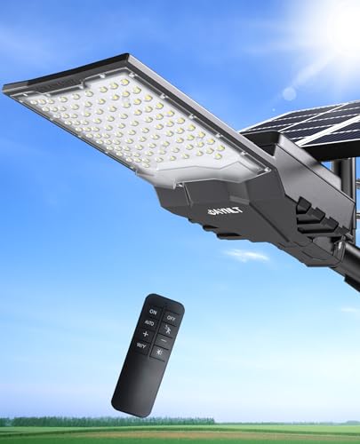JAYNLT Solar Straßenlaterne 6500K Dämmerung bis Morgengrauen