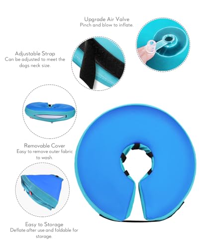 Image of MIDOG Inflatable Dog Cone, Donut Recovery Collar After Surgery, Medium+