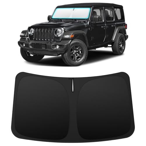 Image of INSAUTO Custom Fit Windshield Sun Shade for Jeep Wrangler JL 2018-2026 | Foldable Front Window Sunshade Car Accessories, UV & Heat Reflector, Keeps Interior Cool, Includes Storage Bag
