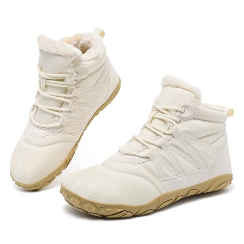 Image of Womens Mens Barefoot Boots Shoes Minimalist Winter Snow Boots Warm Ankle Booties Zero Drop Sole Wide Toe Box Slip on Sneakers