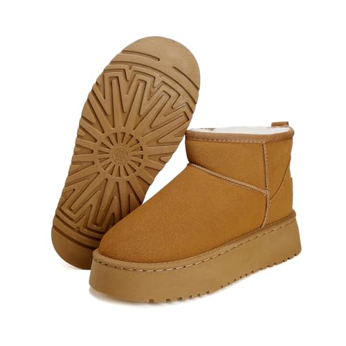 Jifenkla Botas Mujer Invierno, Plataforma Boots Mini-Botas Forradas con Pelo Botines de Impermeables Antideslizantes Zapatos Botas Boot