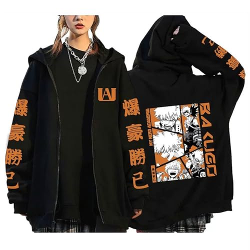 Sweat à capuche zippé My Hero Academia noir veste unisexe