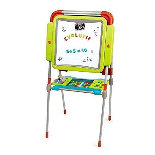 Smoby - Tableau Evolutif - Double Face Blanche Magnétique + Ardoise Craie - Hauteur Ajustable - 80 Accessoires Inclus - pour Enfant Dès 3 Ans - 410205