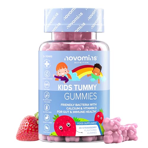 Probiotika für Kinder - Darmbakterien - Bakterienstämme Lactobacillus mit Calcium & Vitamin D - Gummibärchen für Darmflora Aufbau - Alternative zu Probiotika Kapseln - 30 Gummis - Novomins